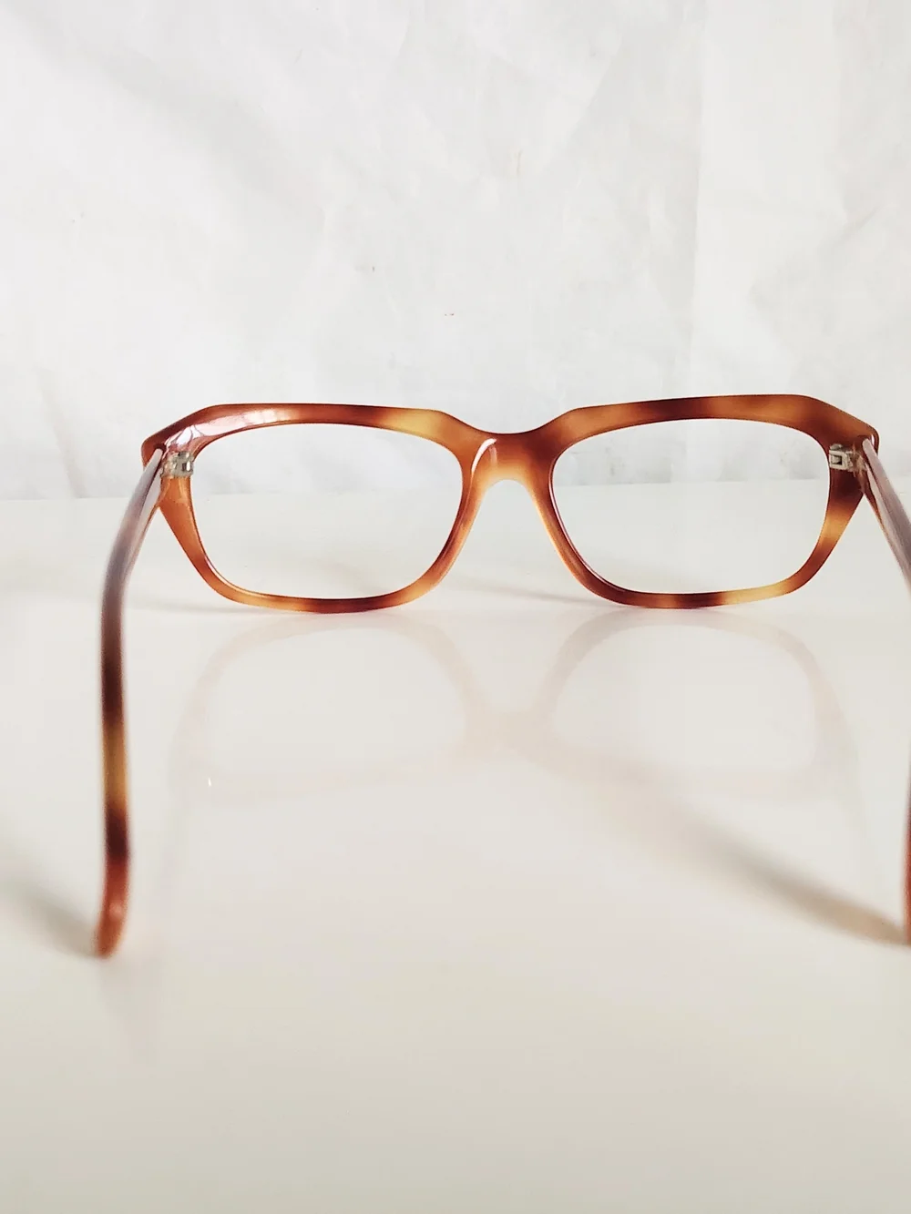 Vintage Binocle Orange Tortoiseshell Acetate Eyeglass Frames Squarish Retro